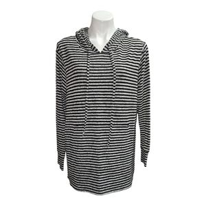 Sunday Black and Gray Striped Hooded Sweater